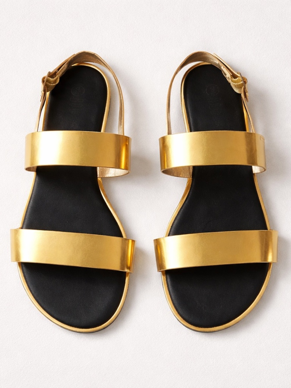 Rouge! Gold Metallic Double-Strap Flat Sandals